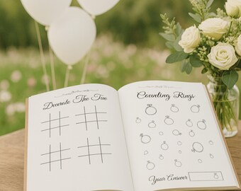 Kids Wedding Activity Book, Printable Coloring and Games Canva Template