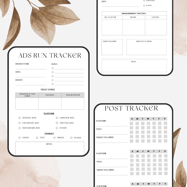 Elevate Your Social Media Engagement with Our Easy-to-Use Beige Social Media Planner for Coaches; filleble PDF template