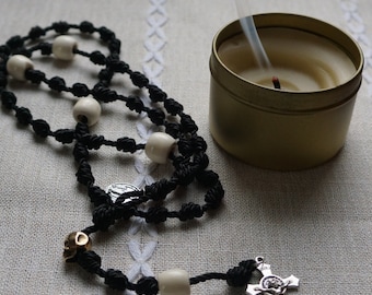 MOMENTO MORI Knotted Rosary | Rope Rosary | Cord Rosary | Twine Rosary | Catholic Gift | Confirmation Gift