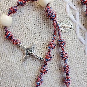 PATRIOTIC Knotted Rosary | Rope Rosary | Twine Rosary | Cord Rosary | First Communion Gift | Confirmation