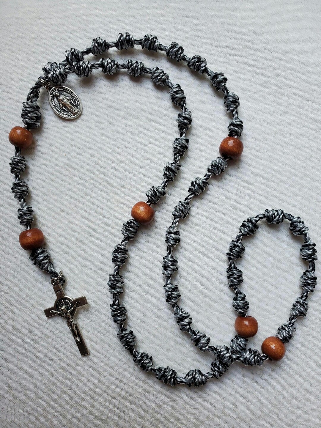 SALT and PEPPER Knotted Rosary | Rope Rosary Twine Rosary | Cord Rosary ...