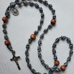 Black/White Knotted Rosary | Rope Rosary  Twine Rosary | Cord Rosary | Catholic Gift | Confirmation | First Communion | Baptism