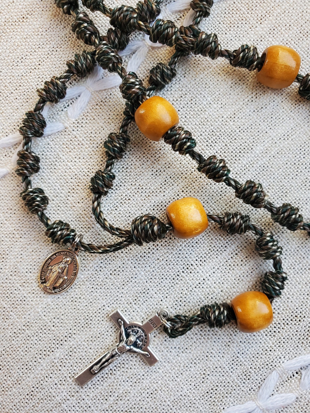Camo Knotted Rosary | Rope Rosary | Cord Rosary | Twine Rosary ...