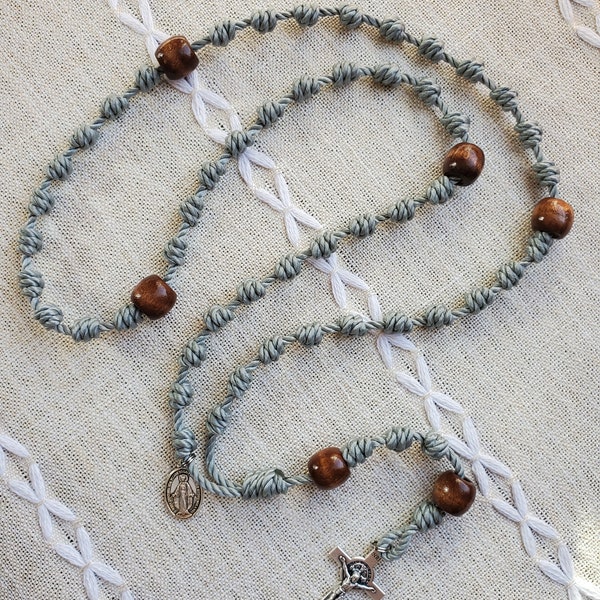 Gray/Brown Knotted Rosary | Rope Rosary | Twine Rosary | Cord Rosary | First Communion Gift | Confirmation | Baptis