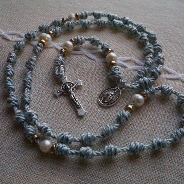 PEARL of GREAT PRICE Knotted Rosary | Rope Rosary | Cord Rosary | Twine Rosary | Catholic Gift | Baptism | First Communion | Confirmation