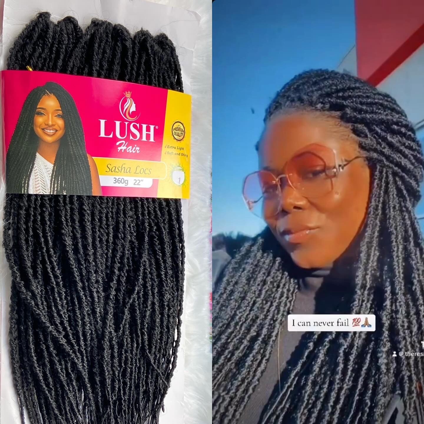 Lush Sasha Locs Hair Extension Crochet Braids 1 Pack 90 Strands 