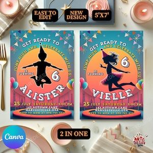 Jump Birthday Invitation, Trampoline Birthday Party Invitation, Jump Invitation Birthday, Let&#39;s Jump, Jump Party Birthday Invitation, Jump
