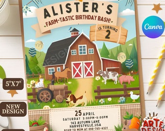Farm Birthday Party Invitation, Editable Birthday Invitation, Barn Birthday Party Invitation, Farm Birthday Invitation, Farm Barn in