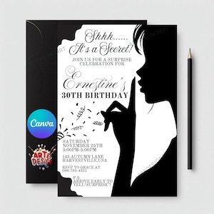 Surprise Birthday Invitation, Surprise Party Invitation, Editable Surprise Invitation, Birthday Invitation, Anniversary Invitation, Shhh inv