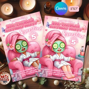 Spa-Geburtstags-Einladung, Kinder-Spa-Geburtstagsfeier-Einladung, Spa-Einladung Geburtstag, Verwöhn-Party-Einladung, Spa-Geburtstags-Kinderparty
