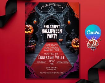 Halloween Party Invitation , Halloween Red Carpet Party Invitation, Halloween Birthday Party Invitation, Halloween Costume Party Invitation