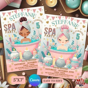 Spa Birthday Invitation, Kids Spa Birthday Party Invitation, Spa Invitation Birthday, Spa Party Invitation, Spa Birthday Kids Party