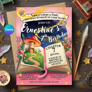 Faire-part d'anniversaire magique, livre d'invitation de fête d'anniversaire, livre d'invitation magique d'anniversaire d'enfant, livre d'invitation d'anniversaire, nouveau chapitre Inv