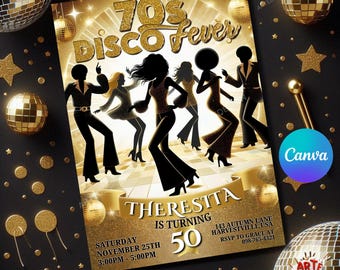 Disco Fever Birthday Invitation, Editable 70s Disco Party Invitation, Adult Disco Invitation, Disco Party Invitation, 70s Disco Invitation