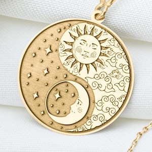 Sun & Moon Necklace | Yin Yang Pendant | Cosmic Balance Jewelry | Handmade Silver Balance Charm | Spiritual Energy Gift | Celestial Symbol