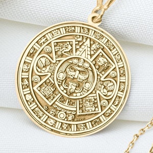 Mayan Calendar Pendant: Sacred Geometry Necklace, Time Cycle Amulet