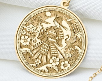 Tomoe Gozen Necklace – Samurai Woman Pendant, Onna-Bugeisha Warrior Charm, Japanese Historical Hero Amulet, Feminine Strength