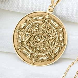 Magic Circle Pendant – Sacred Geometry Amulet for Protection, Ritual Energy, and Universal Harmony, Occult Spiritual Jewelry, Spell Circle