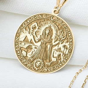 Sekhmet Necklace | Egyptian Lioness Goddess Pendant | Gold-Plated Spiritual Jewelry | Ancient Egyptian Mythology Charm | Sekhmet Medallion
