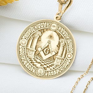 All Seeing Eye Masonic Pendant, Freemason Square Compass Medallion, Lodge Jewelry