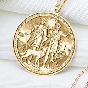 Romulus and Remus Pendant – Ancient Rome Founders Necklace, Twin Wolf Brothers Charm, Mythic City Origins Amulet Jewelry, Roman Jewelry