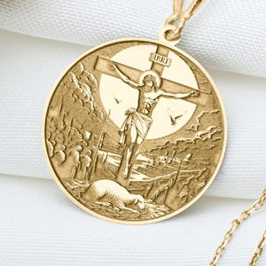 Crucifixion of Jesus Necklace – INRI Pendant with Lamb Of God Amulet, Symbol of Sacrifice, Redemption and Divine Peace, Christian Jewelry