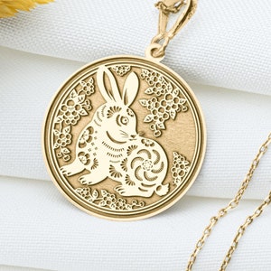 Year of the Rabbit Necklace – Chinese Zodiac Animal Pendant, Lunar Elegance Charm, Symbol of Luck, Peace & Intuitive Strength