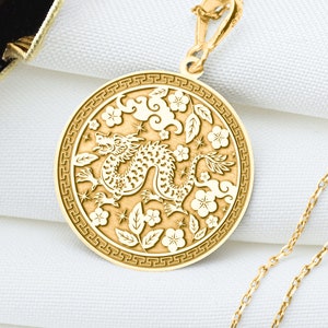 Year of the Dragon Necklace – Chinese Zodiac Pendant, Celestial Dragon Charm, Fortune & Fire Amulet, Lunar Spirit Jewelry, Auspicious Gift