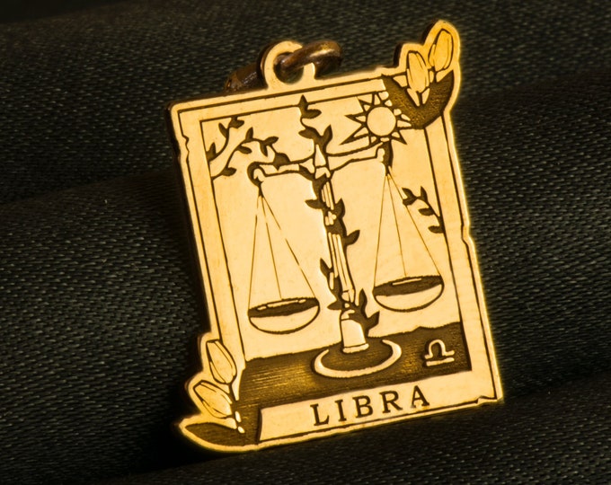 14k Solid Gold Libra Sign Charm Necklace, Libra Silver Pendant, Rose Gold Libra Dainty Necklace, Libra Horoscope Locket, Libra Medallion