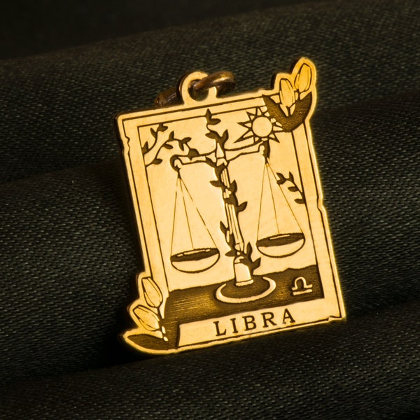 14k Solid Gold Libra Sign Charm Necklace, Libra Silver Pendant, Rose Gold Libra Dainty Necklace, Libra Horoscope Locket, Libra Medallion