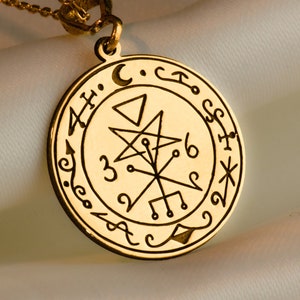 14k Solid Gold Lilith Sigil Charm Necklace, Lilith Silver Pendant, Rose Gold Lilith Necklace, Seal of Lilith Jewelry, Feminist Jewelry