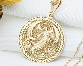 Nyx Goddess Necklace, Crescent Moon Pendant, Greek Mythology Medallion, Celestial Jewelry