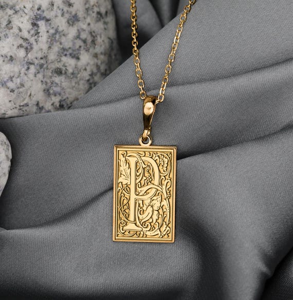 *p(R)ojectR® ＊P Necklace Gothic Letter P Necklace: Floral Monogram Initial Pendant - Etsy