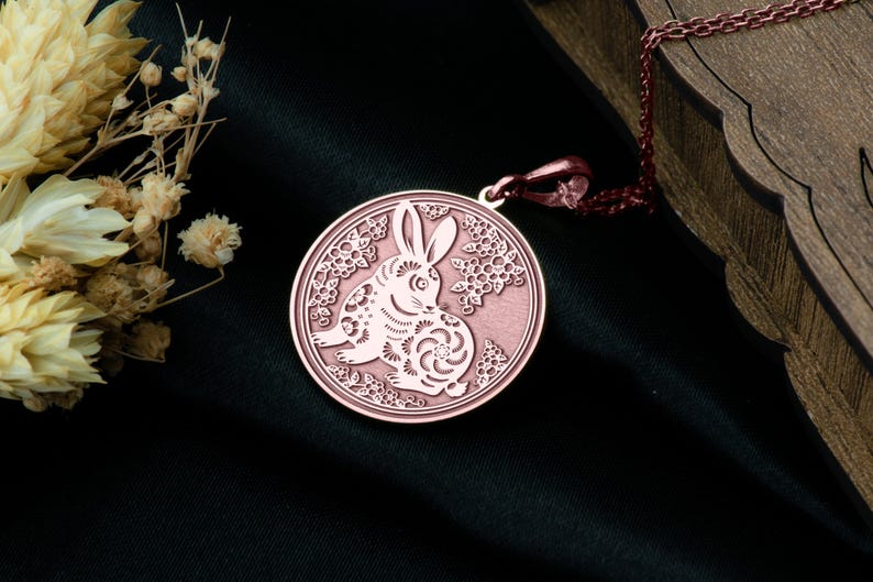 Year of the Rabbit Necklace – Chinese Zodiac Animal Pendant, Lunar Elegance Charm, Symbol of Luck, Peace & Intuitive Strength