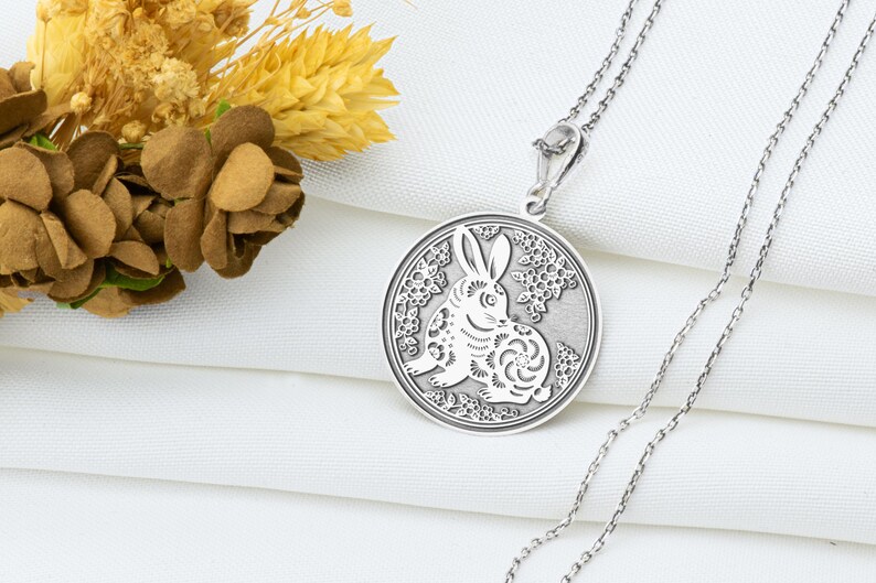 Year of the Rabbit Necklace – Chinese Zodiac Animal Pendant, Lunar Elegance Charm, Symbol of Luck, Peace & Intuitive Strength