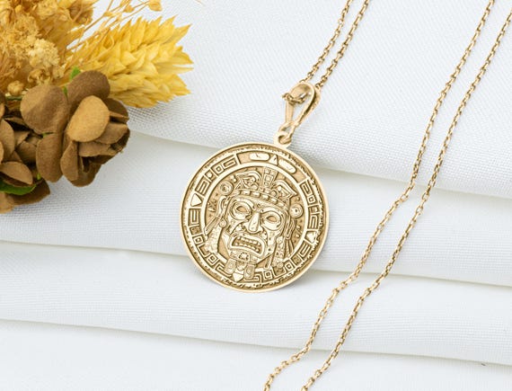 Aztec Face Pendant: Tribal Sun Necklace - Etsy