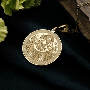 Achilles and Patroclus pendant necklace featuring classical mythological relief artwork