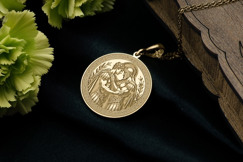 Achilles and Patroclus pendant necklace featuring classical mythological relief artwork