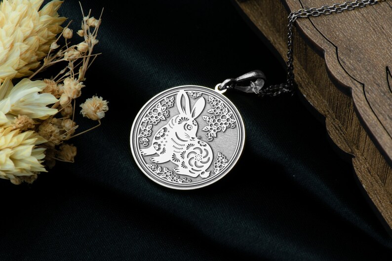 Year of the Rabbit Necklace – Chinese Zodiac Animal Pendant, Lunar Elegance Charm, Symbol of Luck, Peace & Intuitive Strength