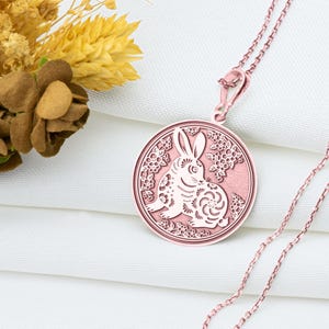 Year of the Rabbit Necklace – Chinese Zodiac Animal Pendant, Lunar Elegance Charm, Symbol of Luck, Peace & Intuitive Strength