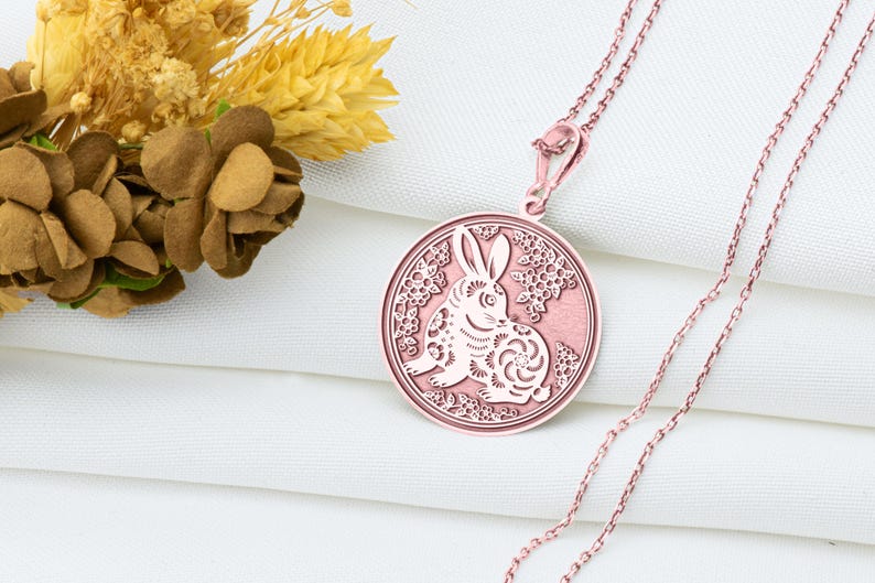 Year of the Rabbit Necklace – Chinese Zodiac Animal Pendant, Lunar Elegance Charm, Symbol of Luck, Peace & Intuitive Strength