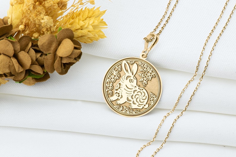 Year of the Rabbit Necklace – Chinese Zodiac Animal Pendant, Lunar Elegance Charm, Symbol of Luck, Peace & Intuitive Strength