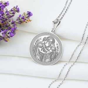 Achilles and Patroclus pendant necklace featuring classical mythological relief artwork