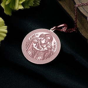 Achilles and Patroclus pendant necklace featuring classical mythological relief artwork