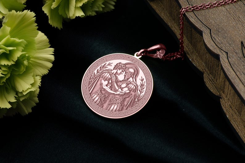 Achilles and Patroclus pendant necklace featuring classical mythological relief artwork
