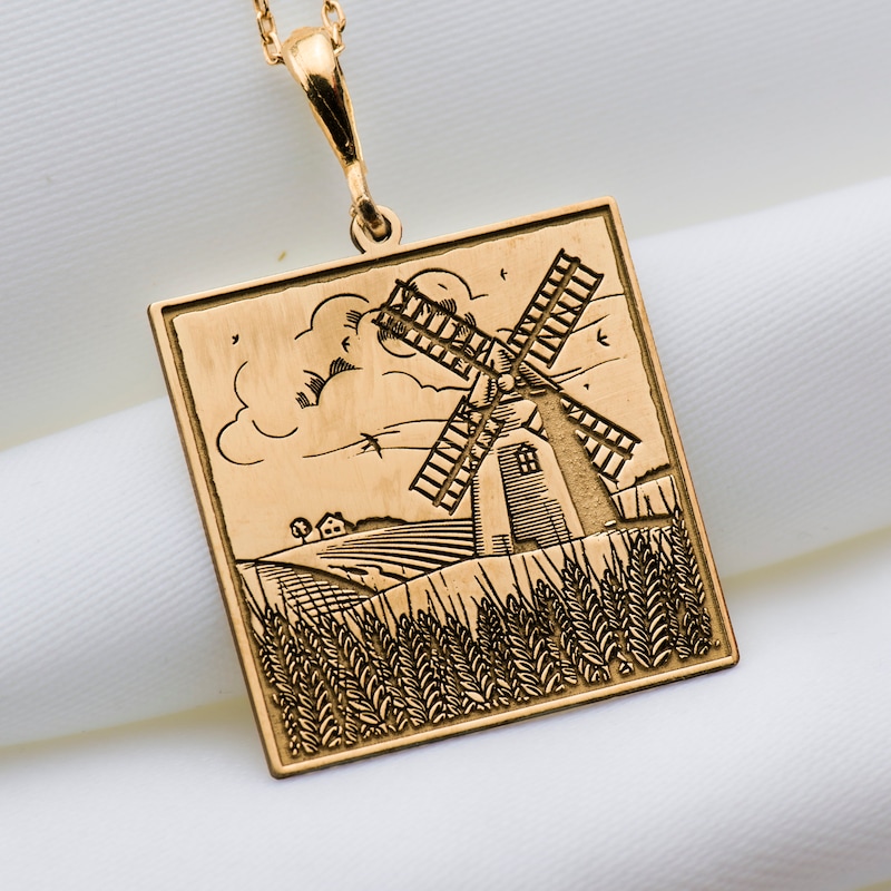 Solid Gold Windmill Charm - Etsy