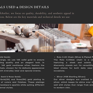 a page describing materials used and design details
