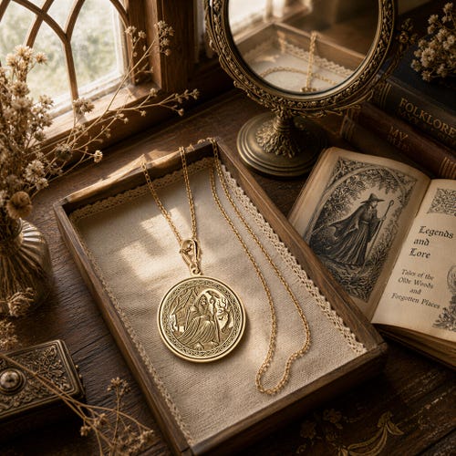 Baba Yaga-ketting, hanger met Slavische heks, folkloristisch medaillon, cadeau geïnspireerd op de gotische mythologie