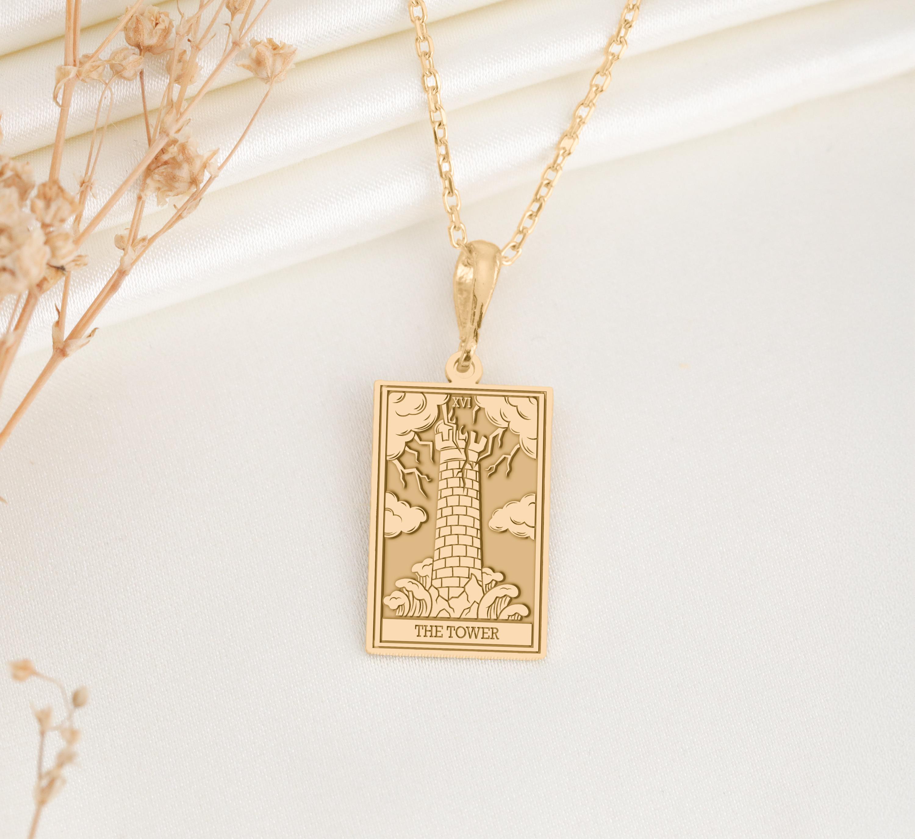 The Tower Tarot Card Necklace - Etsy