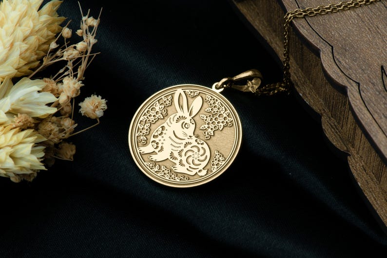 Year of the Rabbit Necklace – Chinese Zodiac Animal Pendant, Lunar Elegance Charm, Symbol of Luck, Peace & Intuitive Strength